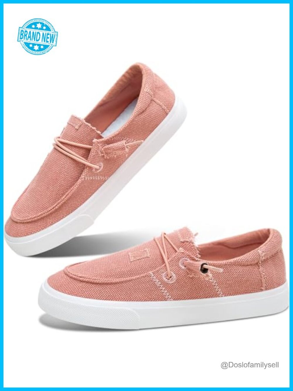 Women's Canvas Slip-On Loafers Lace Up Lightweight Casual Sneakers